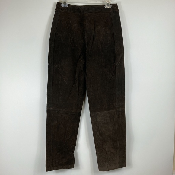 Bagatelle Brown Nubuck Leather Straight Leg Pants High Waisted Womens Size 8 - Picture 6 of 8